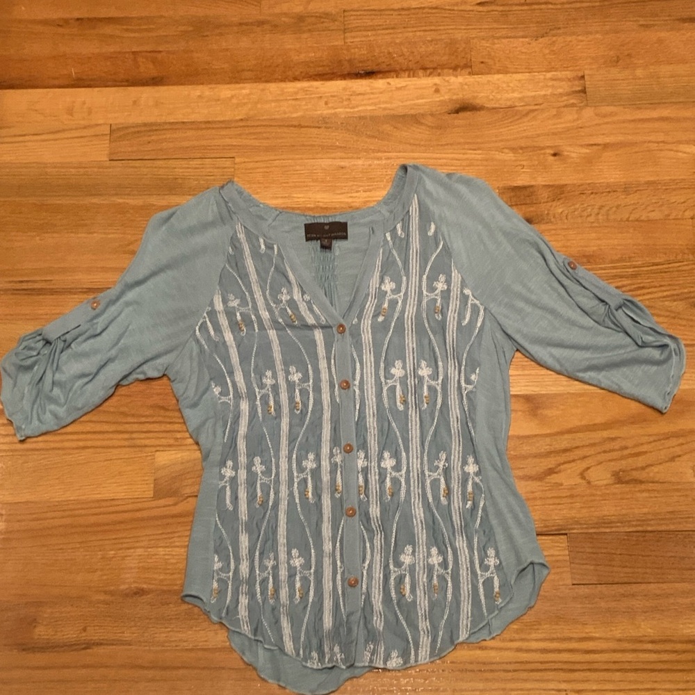 Fenn Wright Manson Light Blue Embroidered Blouse